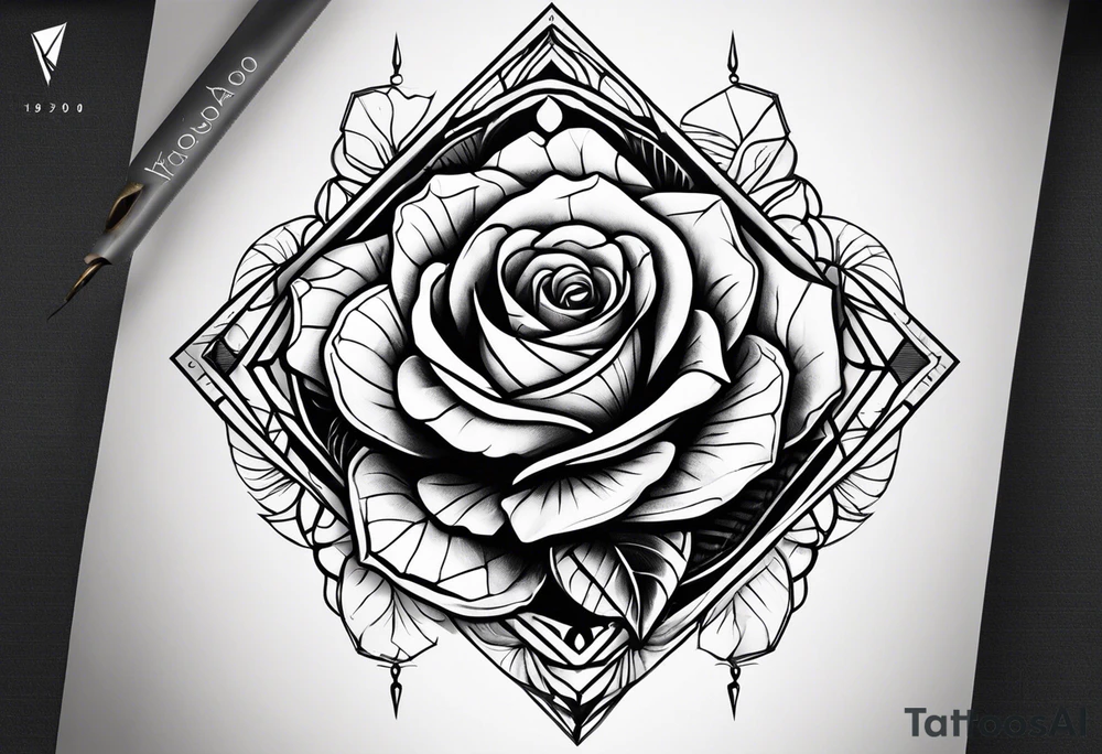 Create a hand tattoo design of a rose with the year 1990 on it. tattoo idea