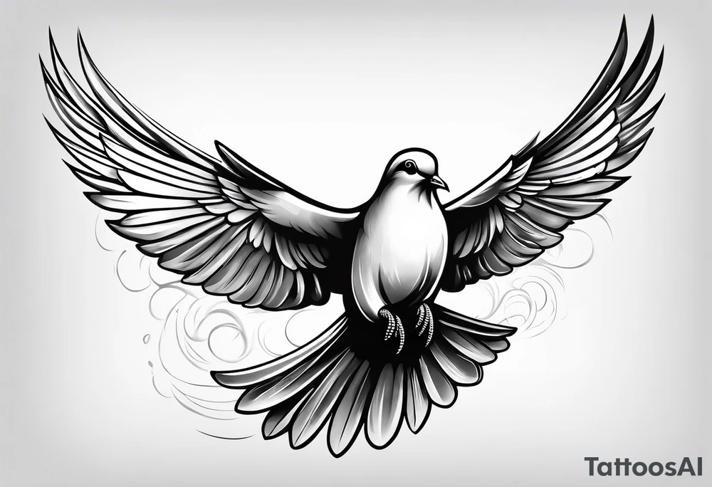 Dove flying horizontally tattoo idea