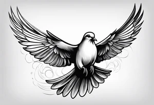 Dove flying horizontally tattoo idea