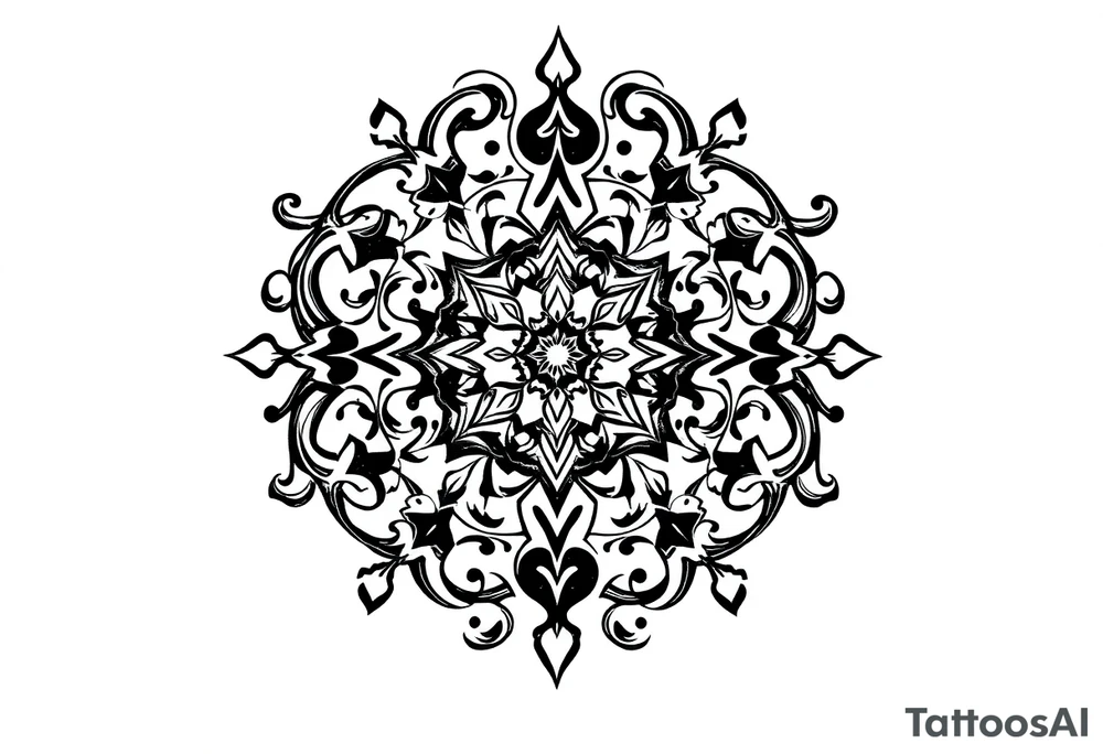 mytical shaman and witch ornament with ancient rhyme tattoo idea