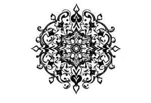 mytical shaman and witch ornament with ancient rhyme tattoo idea