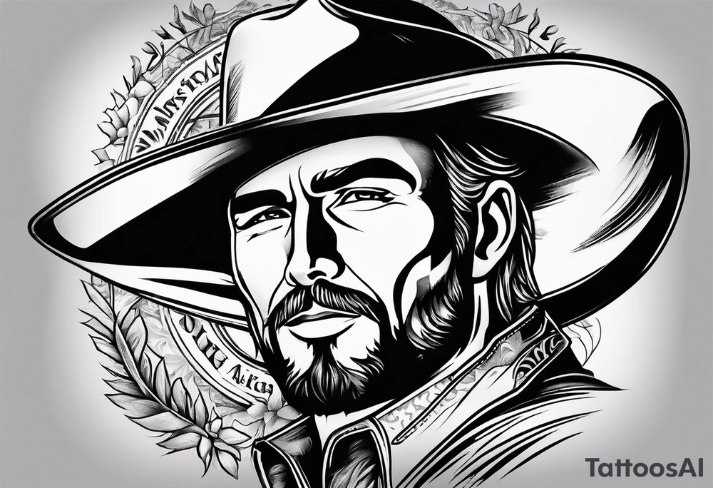 Texas wearing a weathered cowboy hat tattoo idea