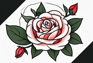 traditional style rose tattoo with the number 5 in it tattoo idea