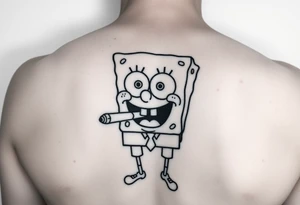 spongebob square pants stoned with a blunt in his mouth tattoo idea