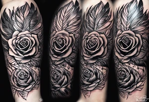 fore arm tattoo
a angel feather including a stylish rose with first name Isa encrypted tattoo idea