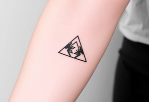 Geometric small triangle about different paths in life merge together and become stronger while being psychedelic and trippy make it fine thin lines tattoo idea