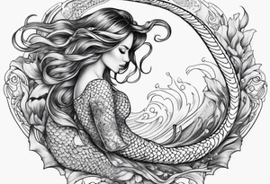 flowing serpent tail mermaid tattoo idea