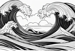 waves in ocean tattoo idea