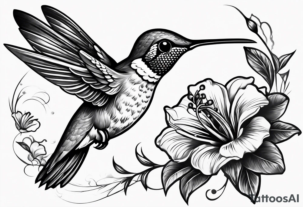 Hummingbird battling a wasp tattoo idea