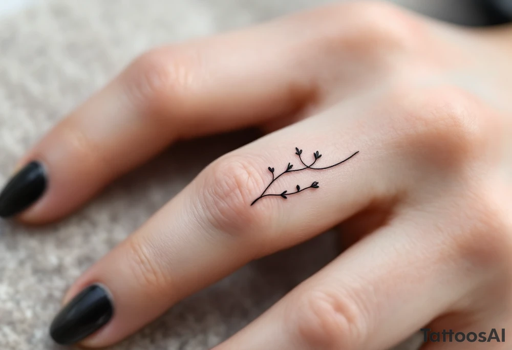 A tiny, delicate black finger band tattoo idea