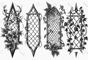 chain link fence with pointy ivy tattoo idea
