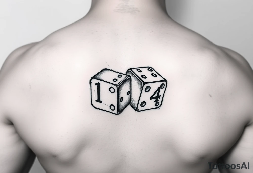 2 dices with numbers 1,3,4 showing tattoo idea