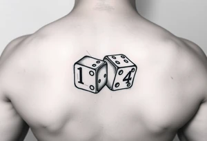 2 dices with numbers 1,3,4 showing tattoo idea
