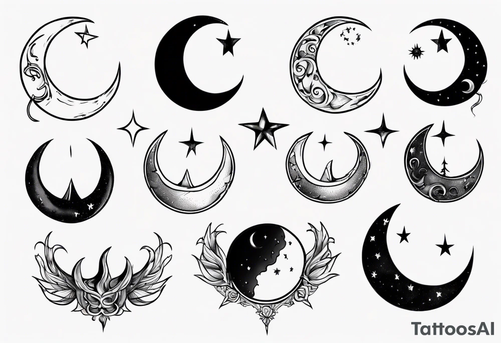 crying crescent moon tattoo idea