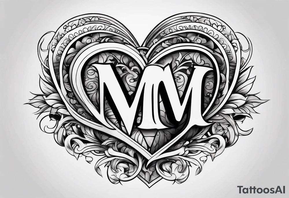 Heart with the letters M&S tattoo idea