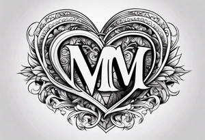 Heart with the letters M&S tattoo idea