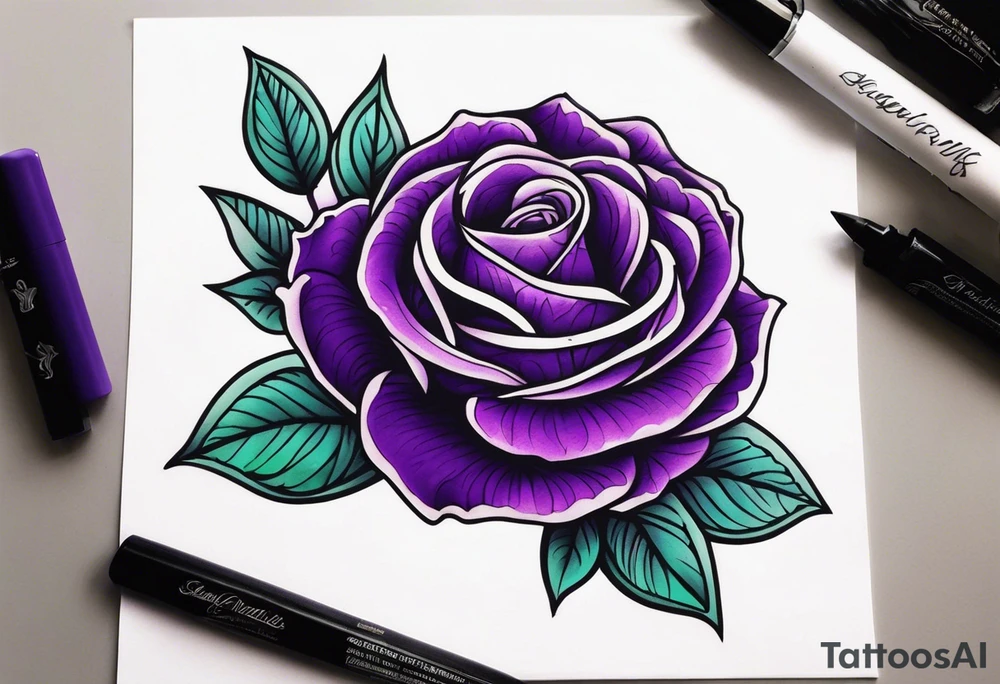 Purple rose tattoo idea