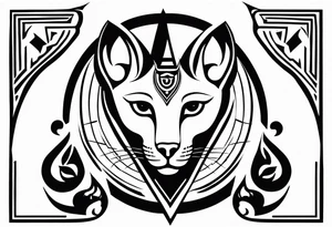 Simple tattoo of Bastet in a simple way, masculine but with the eye of Ra tattoo idea