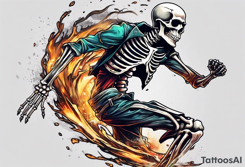 skeleton running from the world tattoo idea