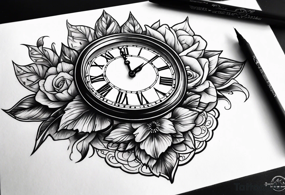 sunset clock tattoo idea