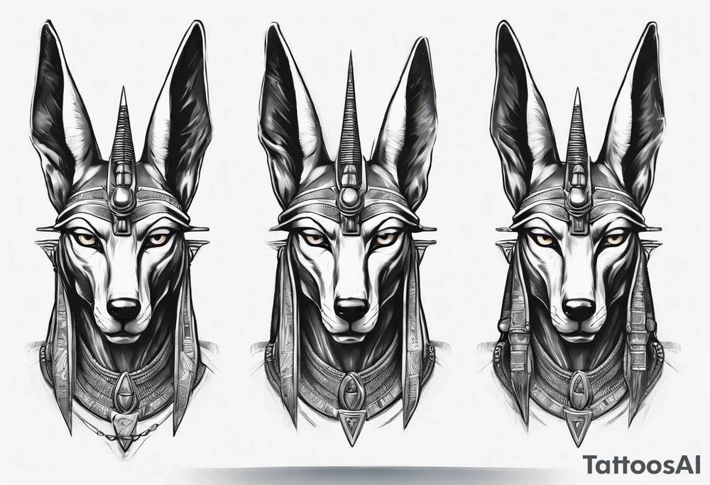 Anubis - but only head, completed with some mythology fillers tattoo idea Anubis - but only head, completed with some mythology fillers tattoo idea