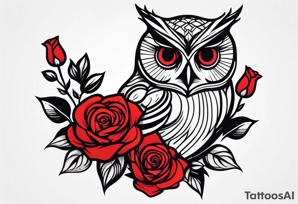 Owl with red roses fore arm tattoo idea