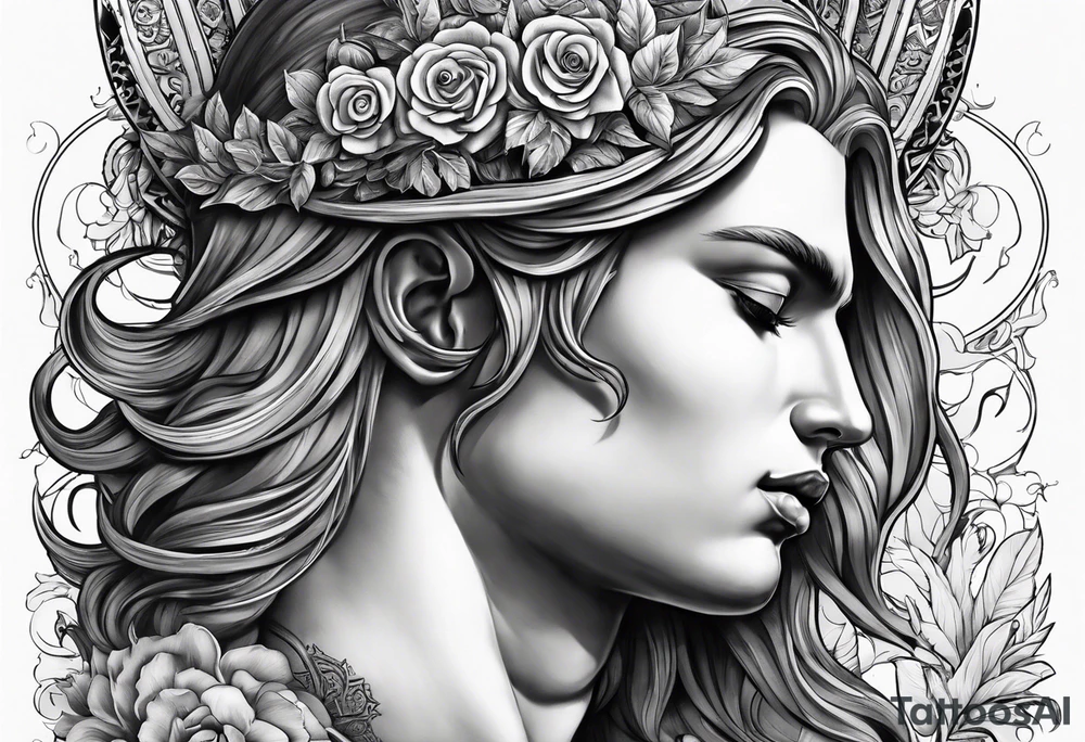 Griechischen Statue mann mit Haare und Risse tattoo idea