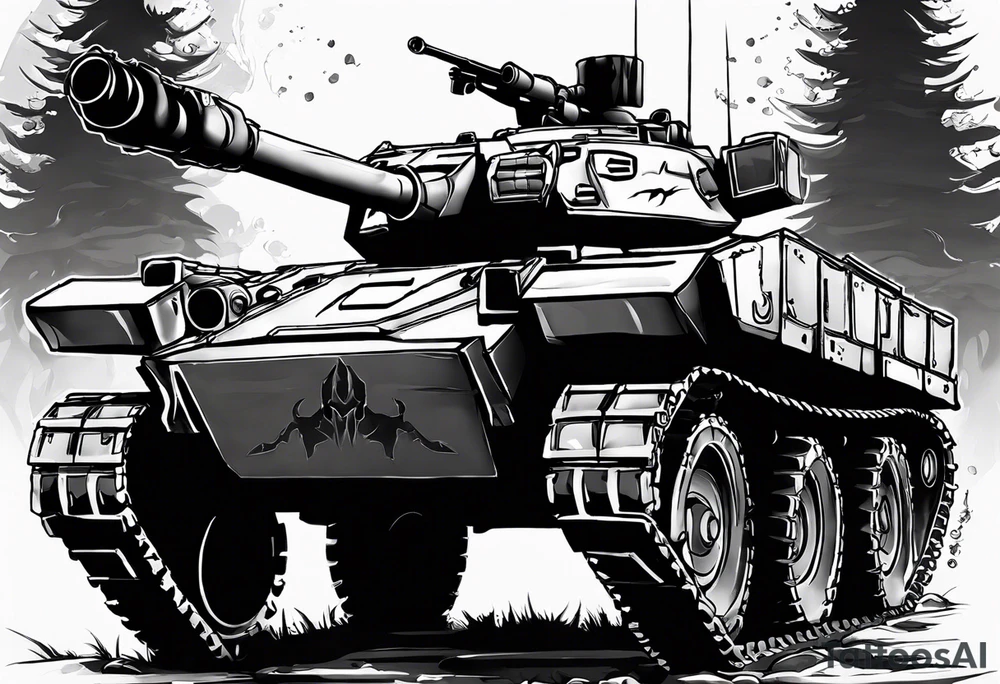 Small to medium sized tattoo of a halo 3 scorpion tank. Make sure you use the actual design of the halo 3 tank. Have the tank trampling over the word "everything" in the halo 3 font. Add the text word 'everything' to the bottom tattoo idea