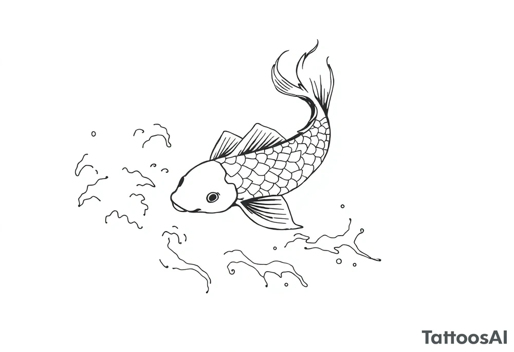 traditional koi fish swimming upstream through turbulent waves tattoo idea