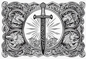 Viking valhalla sword shield dragon tattoo idea