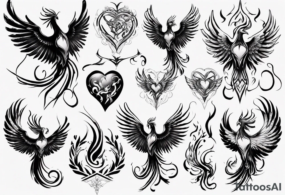 Phoenix heart tattoo idea