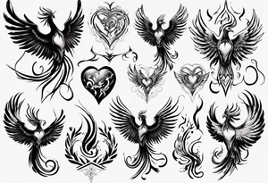 Phoenix heart tattoo idea