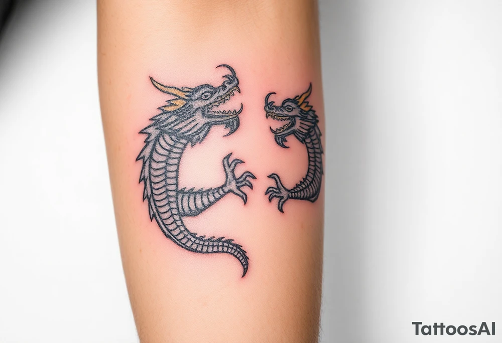 2 dragons symbolizing inner conflict tattoo idea