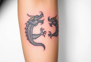 2 dragons symbolizing inner conflict tattoo idea