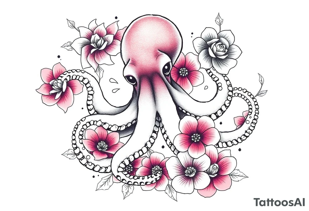 octopus and flowers tattoo idea