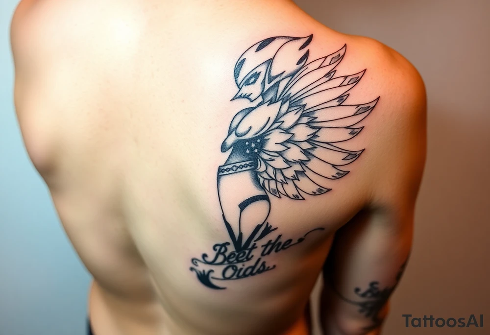 Female leg sleeve theme beat the odds tattoo idea