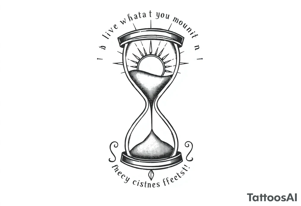 live with what you have and enjoy it to the fullest, hourglass, sun shines down tattoo idea