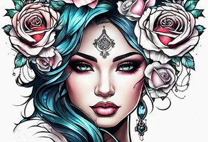 detroit city , with ♍️ symbol and roses tattoo idea