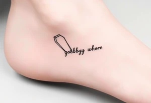 A peanut in a coffin with the words goodbye whore tattoo idea