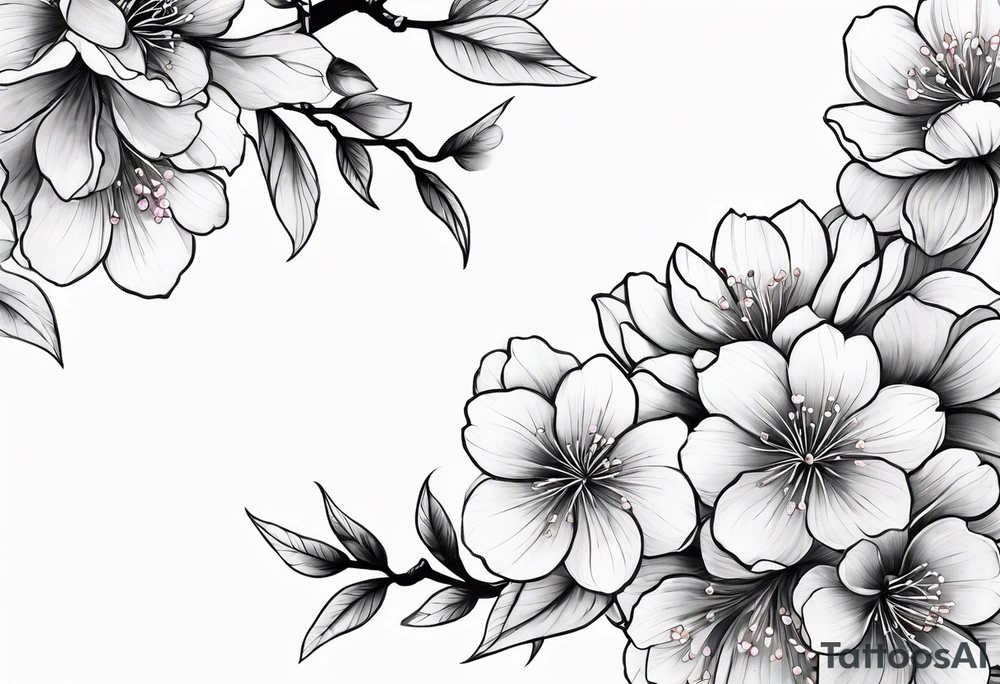 Sakura flowers in a line tattoo idea
