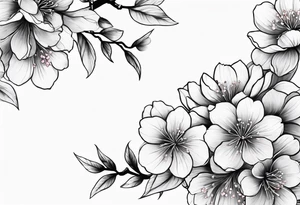 Sakura flowers in a line tattoo idea