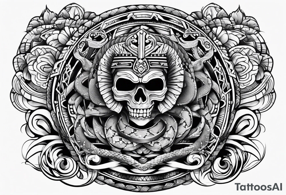 aztec snake sleeve tattoo idea