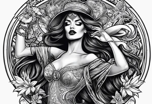 woman dancing with death tattoo idea