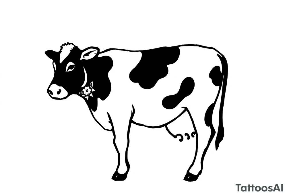 small black and white patched cow tattoo idea