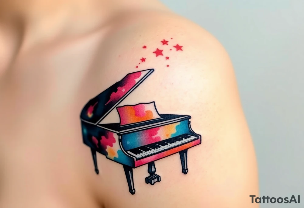 grand piano under the stars tattoo idea