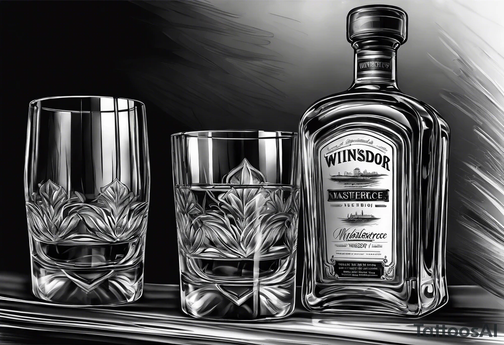 Windsor Canadian whiskey and glass tattoo idea