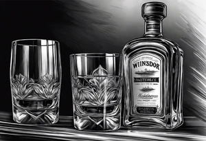 Windsor Canadian whiskey and glass tattoo idea