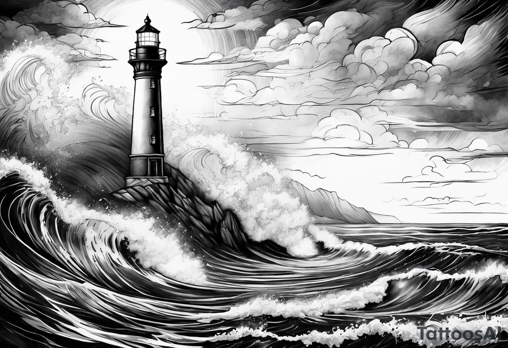 lighthouse in a storm tattoo idea
