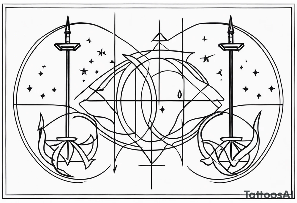 pisces, sagittarius, and cancer tattoo idea