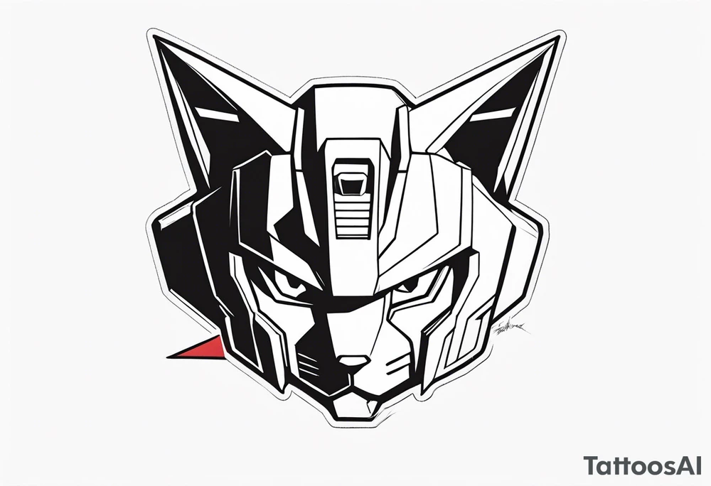 gundam cat wrist tattoo black and white minimalistic tattoo idea
